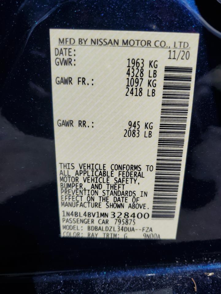 2021 Nissan Altima VIN 1N4BL4BV1MN328400 Copart auction photo, front end damage thumbnail 12