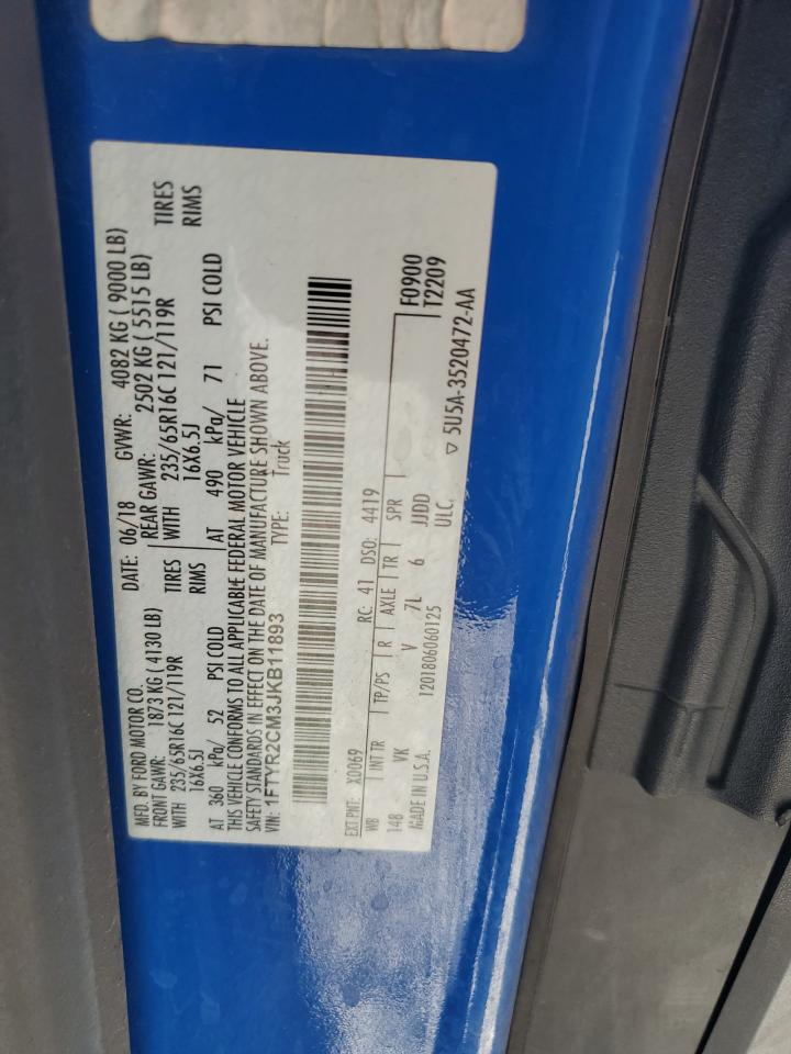2018 Ford Transit VIN 1FTYR2CM3JKB11893 Copart auction photo, side / minor dent/scratches damage thumbnail 16