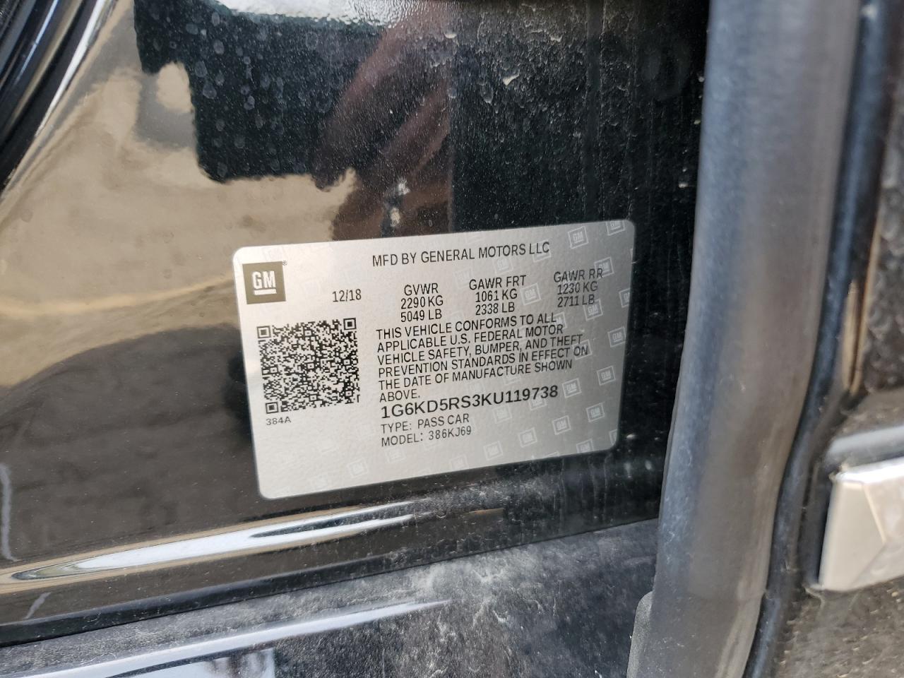 2019 Cadillac CT6 VIN 1G6KD5RS3KU119738 Copart auction photo, front end damage thumbnail 14