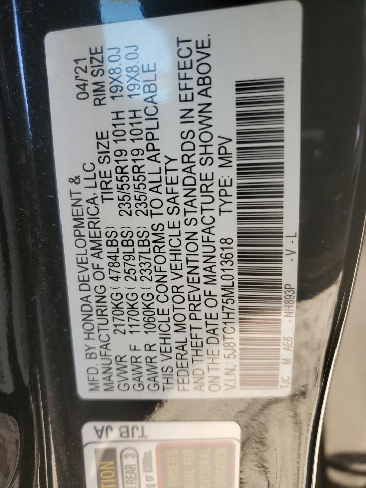 2021 Acura RDX VIN 5J8TC1H75ML013618 Copart auction photo, rear end damage thumbnail 13