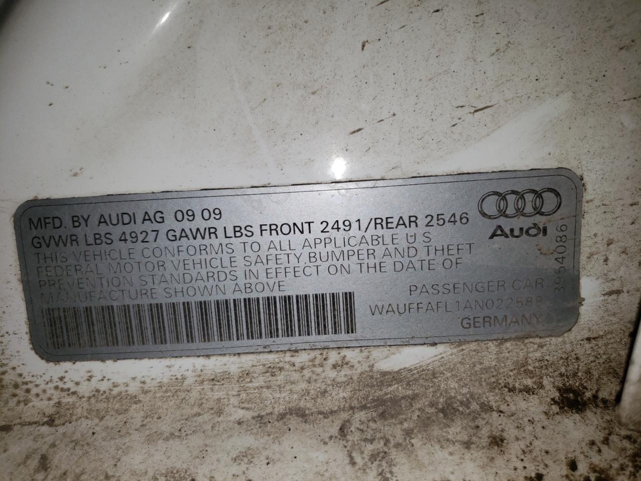 2010 Audi A4 VIN WAUFFAFL1AN022588 Copart auction photo, front end damage thumbnail 12
