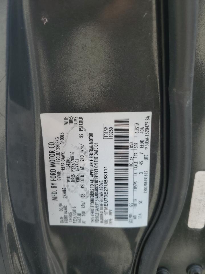 2007 Ford Explorer VIN 1FMEU73E27UB88111 Copart auction photo, front end / side damage thumbnail 13