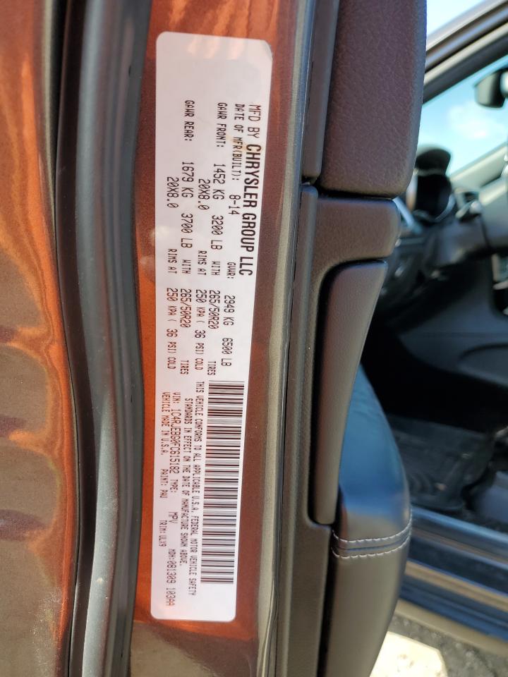 2015 Jeep Grand Cherokee VIN 1C4RJEBG0FC615182 Copart auction photo, all over damage thumbnail 13