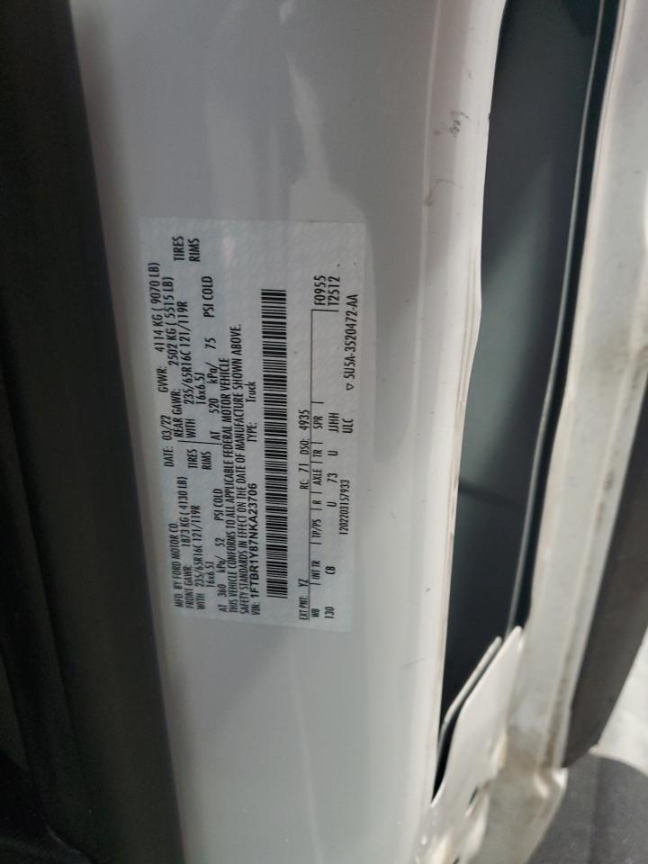 2022 Ford Transit VIN 1FTBR1Y87NKA23706 Copart auction photo, front end / minor dent/scratches damage thumbnail 13