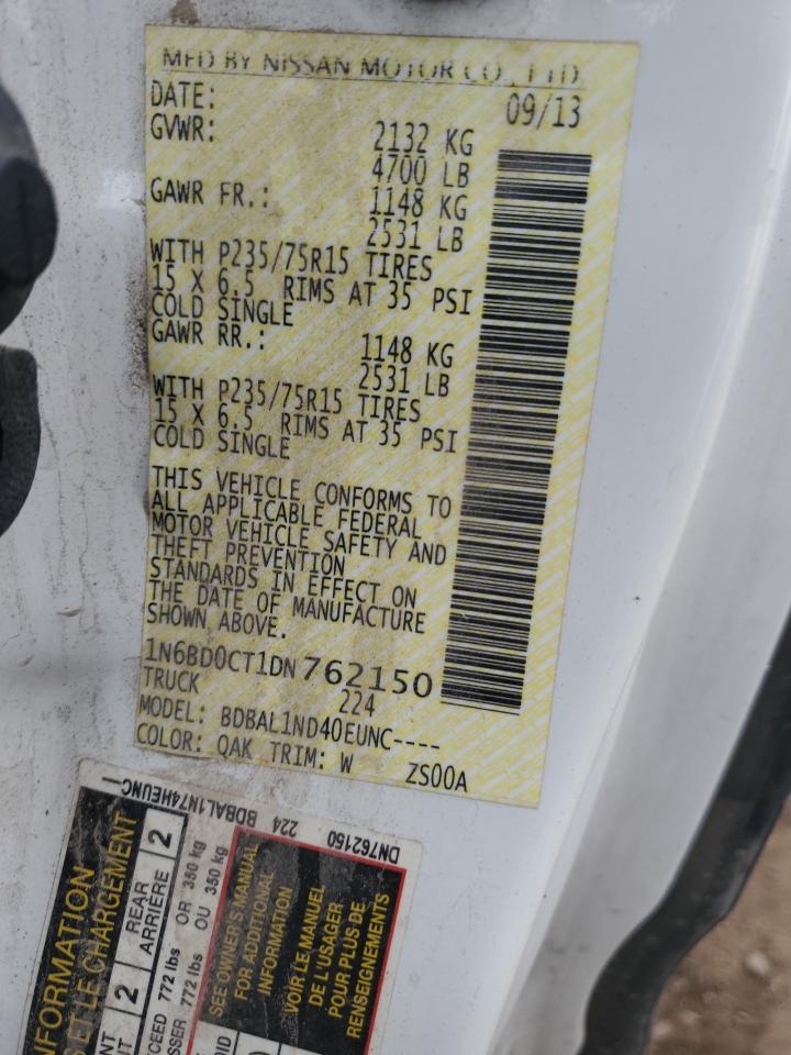 2013 Nissan Navara (Frontier) VIN 1N6BD0CT1DN762150 Copart auction photo, all over damage thumbnail 12