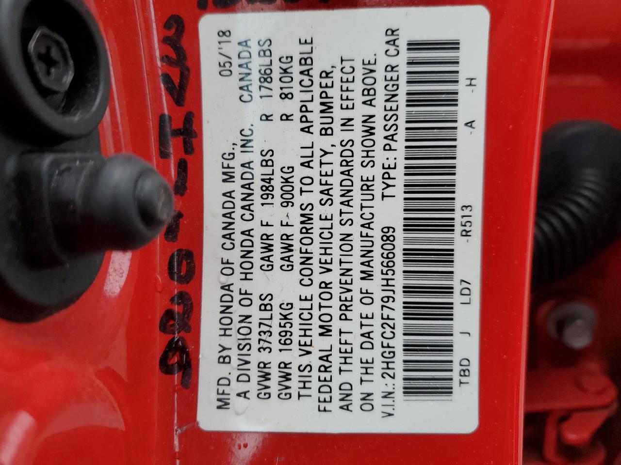 2018 Honda Civic VIN 2HGFC2F79JH566089 Copart auction photo, front end / rear end damage thumbnail 12