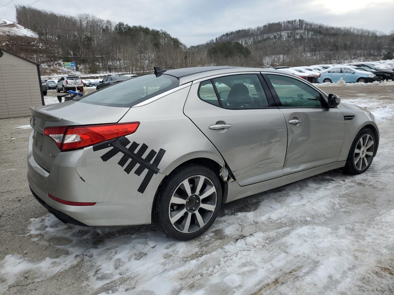 2012 KIA Optima VIN 5XXGR4A66CG079627 Copart auction photo, side / rear end damage thumbnail 3