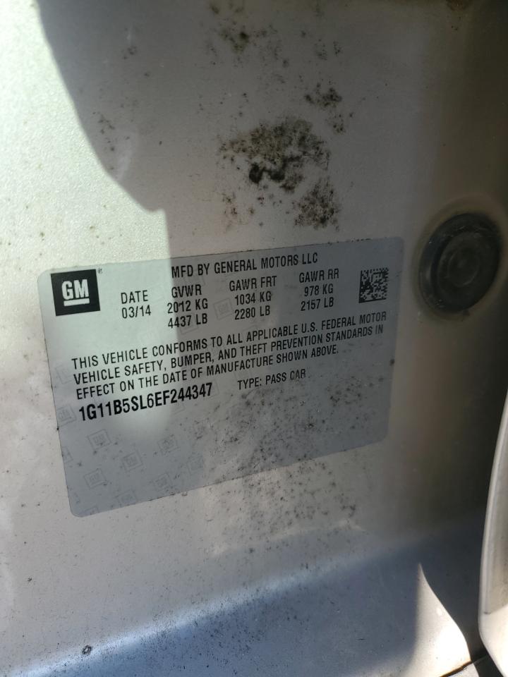 2014 Chevrolet Malibu VIN 1G11B5SL6EF244347 Copart auction photo, front end damage thumbnail 13