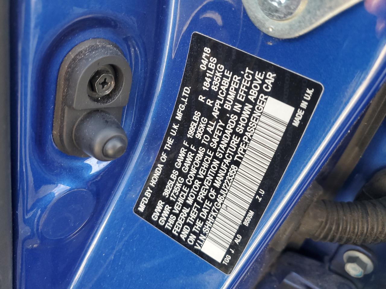 2018 Honda Civic VIN SHHFK7G46JU223358 Copart auction photo, all over damage thumbnail 12