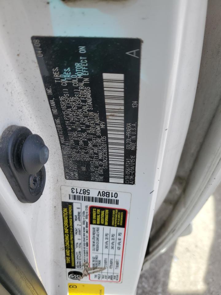 2008 Toyota Sienna VIN 5TDZK23C28S201135 Copart auction photo, mechanical / side damage thumbnail 13