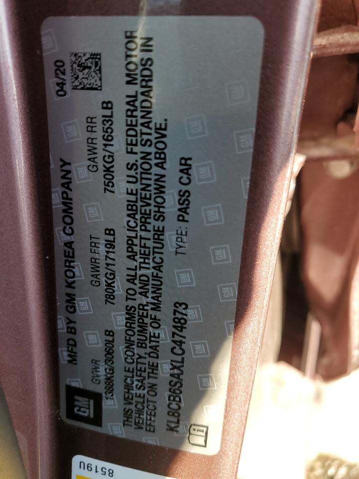 2020 Chevrolet Spark VIN KL8CB6SAXLC474873 Copart auction photo, front end / side damage thumbnail 15