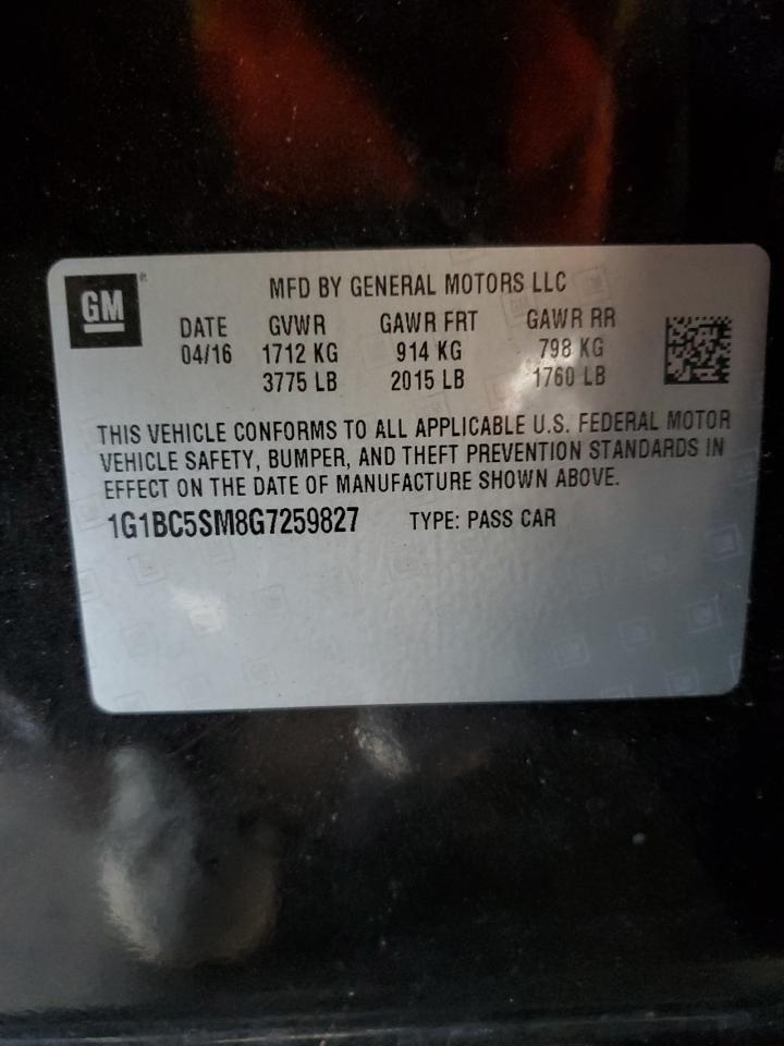 2016 Chevrolet Cruze VIN 1G1BC5SM8G7259827 Copart auction photo, side damage thumbnail 12