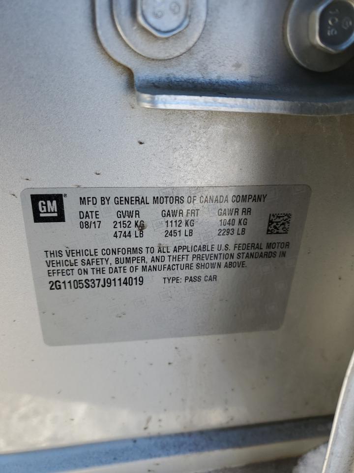 2018 Chevrolet Impala VIN 2G1105S37J9114019 Copart auction photo, side / front end damage thumbnail 12