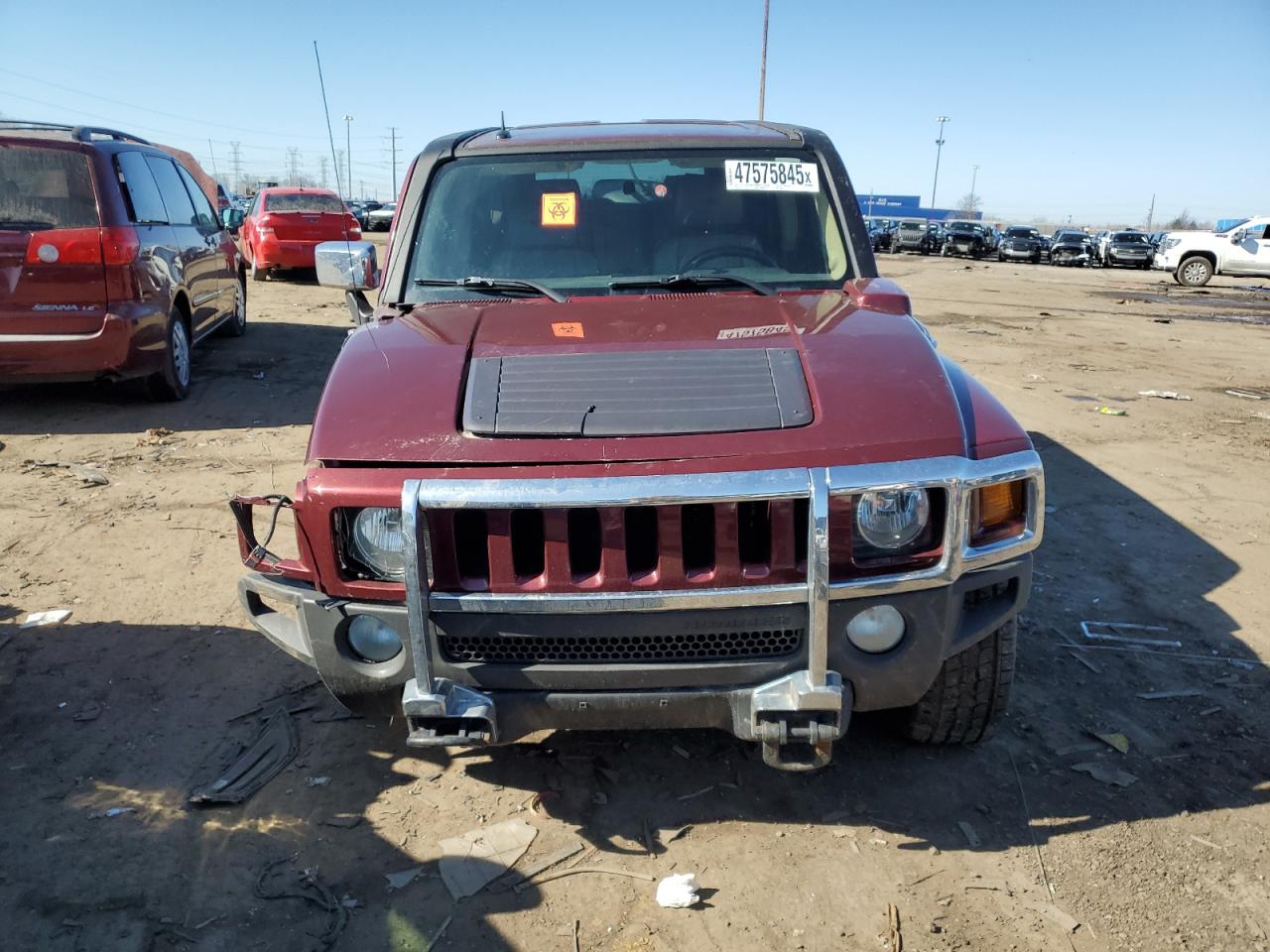 2007 Hummer H3 VIN 5GTDN13EX78139203 Copart auction photo, front end damage thumbnail 5