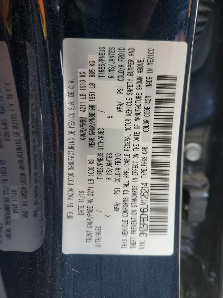 2020 Mazda 3 VIN 3MZBPBDM6LM126214 Copart auction photo, front end damage thumbnail 14