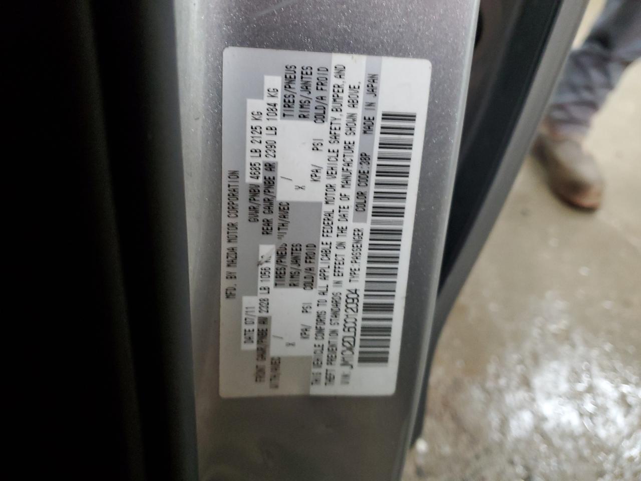 2012 Mazda 5 VIN JM1CW2DL6C0120904 Copart auction photo, rear end damage thumbnail 13