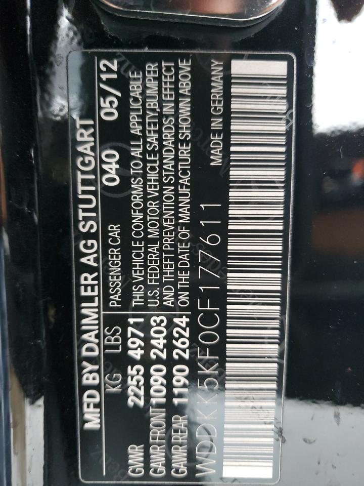 2012 Mercedes-Benz E-klasse VIN WDDKK5KF0CF177611 Copart auction photo, rollover / minor dent/scratches damage thumbnail 14