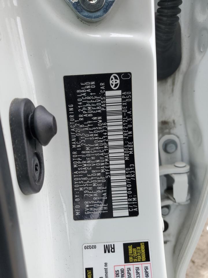 2021 Toyota Corolla VIN 5YFEPMAE1MP214736 Copart auction photo, front end damage thumbnail 12