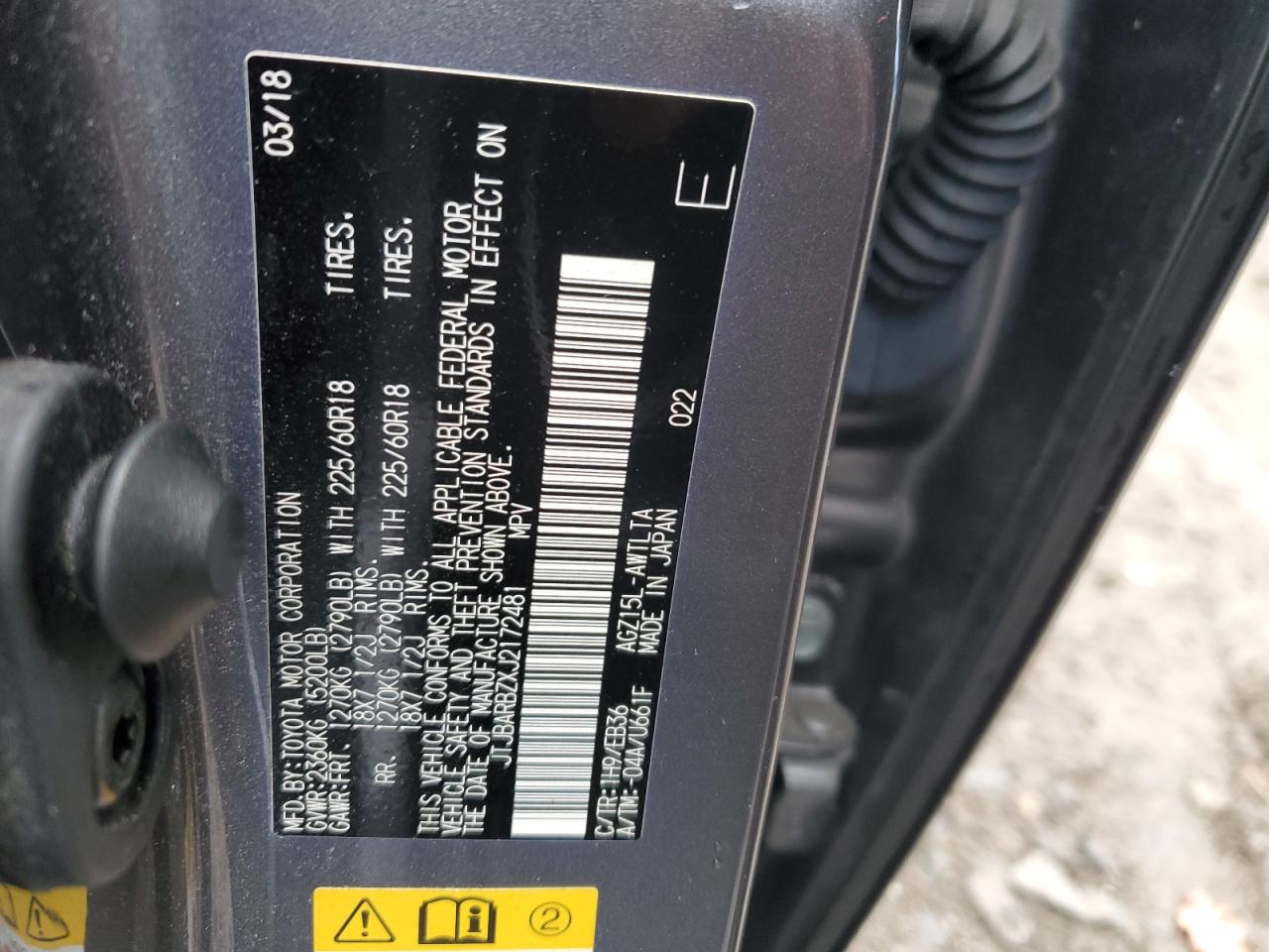 2018 Lexus NX VIN JTJBARBZXJ2172481 Copart auction photo, front end / rear end damage thumbnail 13