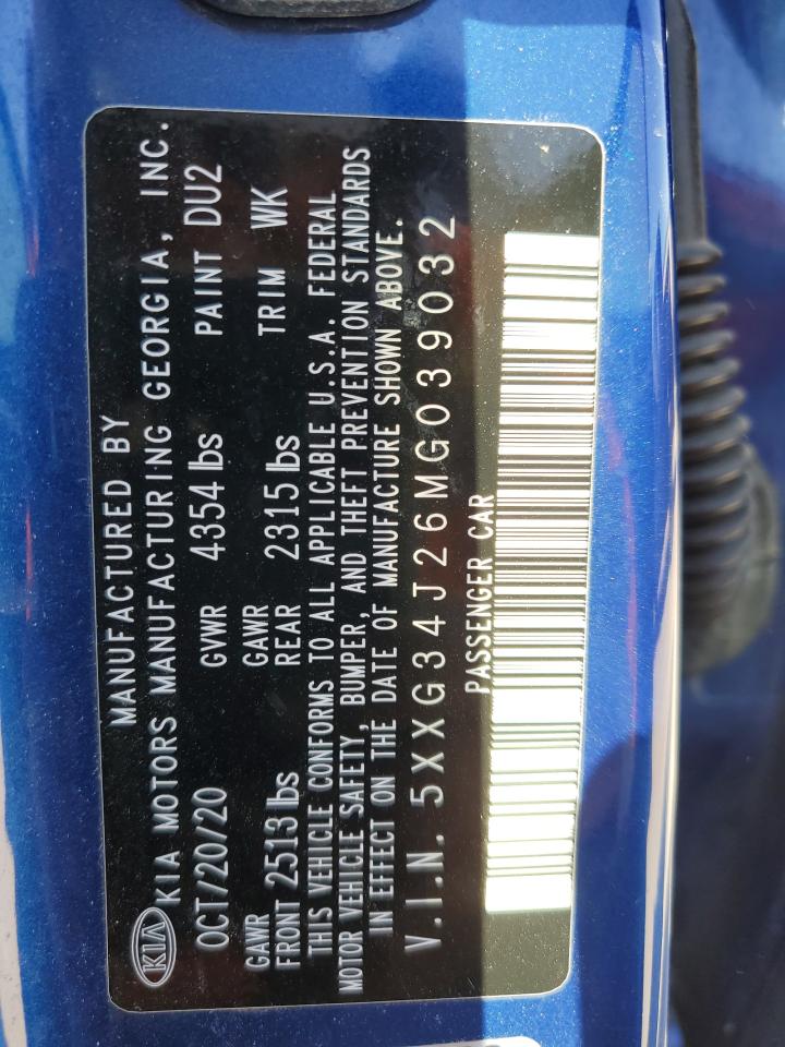 2021 KIA K5 VIN 5XXG34J26MG039032 Copart auction photo, rear end / front end damage thumbnail 12