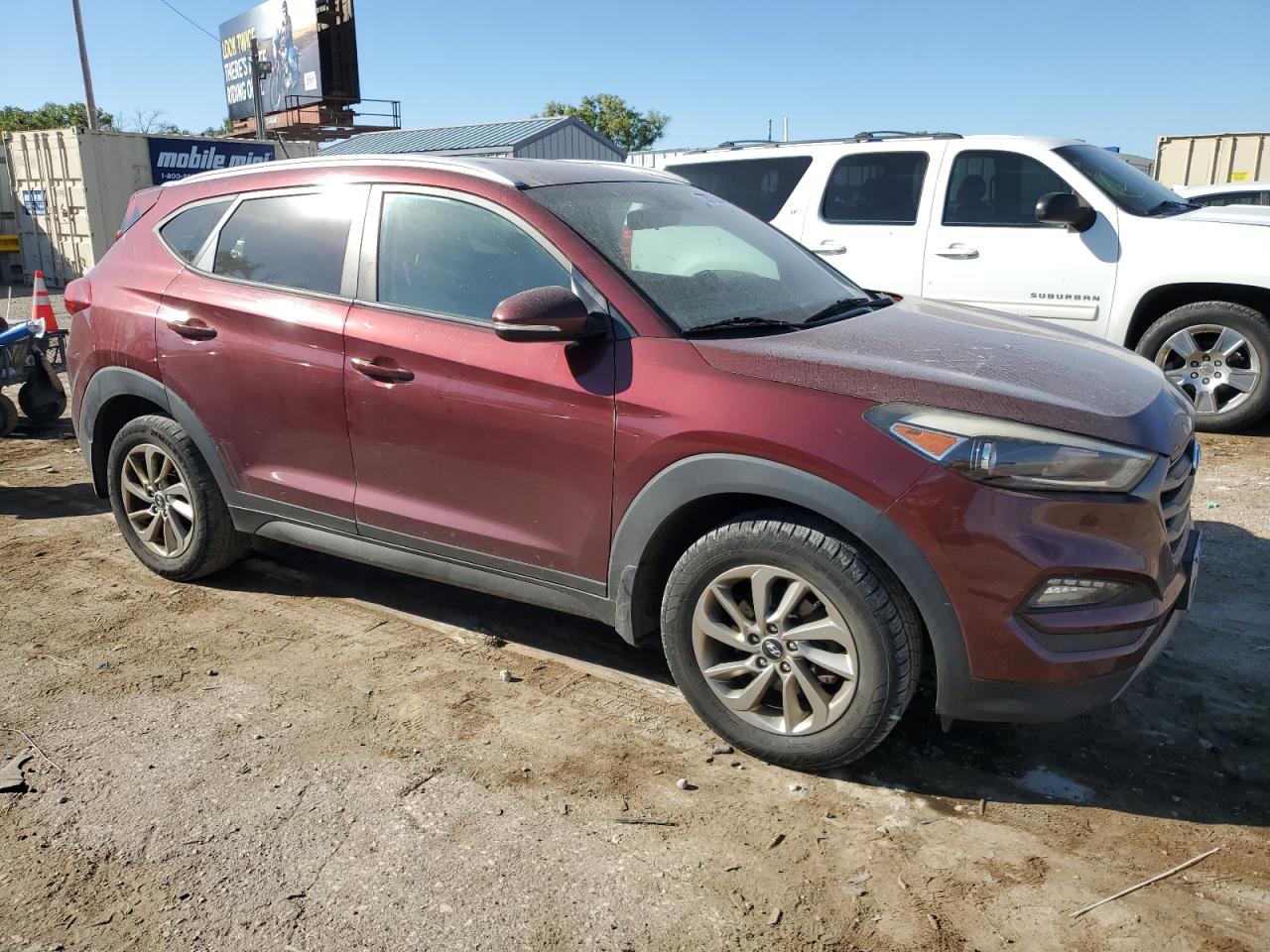 2016 Hyundai Tucson VIN KM8J3CA23GU222513 Copart auction photo, front end / side damage thumbnail 4