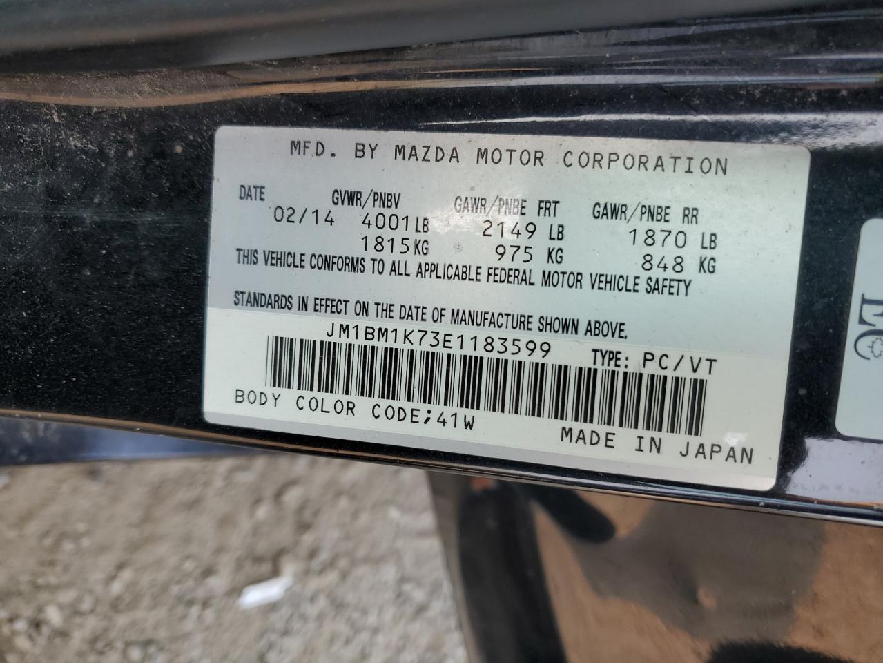 2014 Mazda 3 VIN JM1BM1K73E1183599 Copart auction photo, front end / rear end damage thumbnail 12