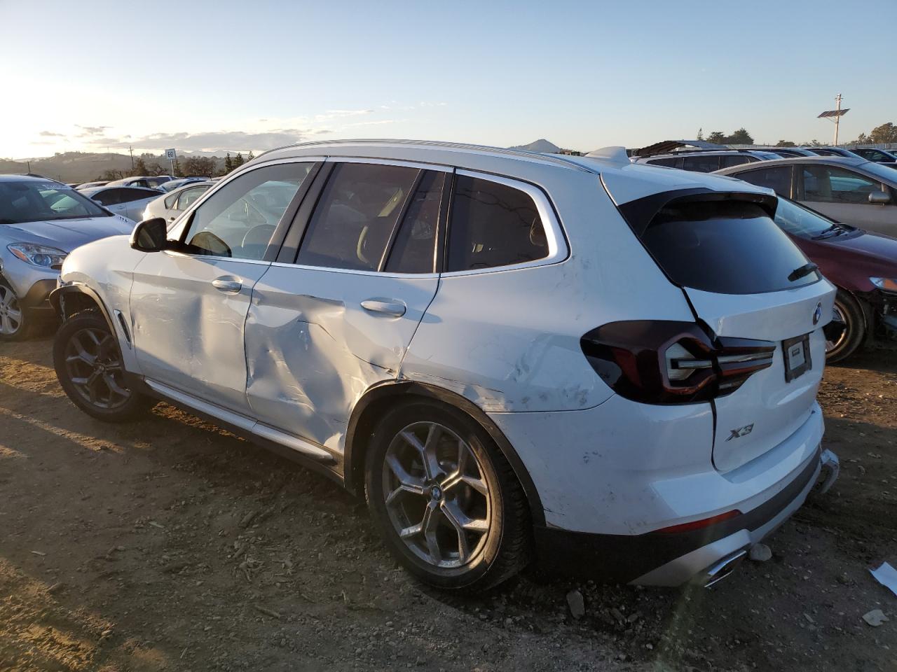 2022 BMW X3 VIN 5UX53DP03N9K76183 Copart auction photo, rear end / side damage thumbnail 2