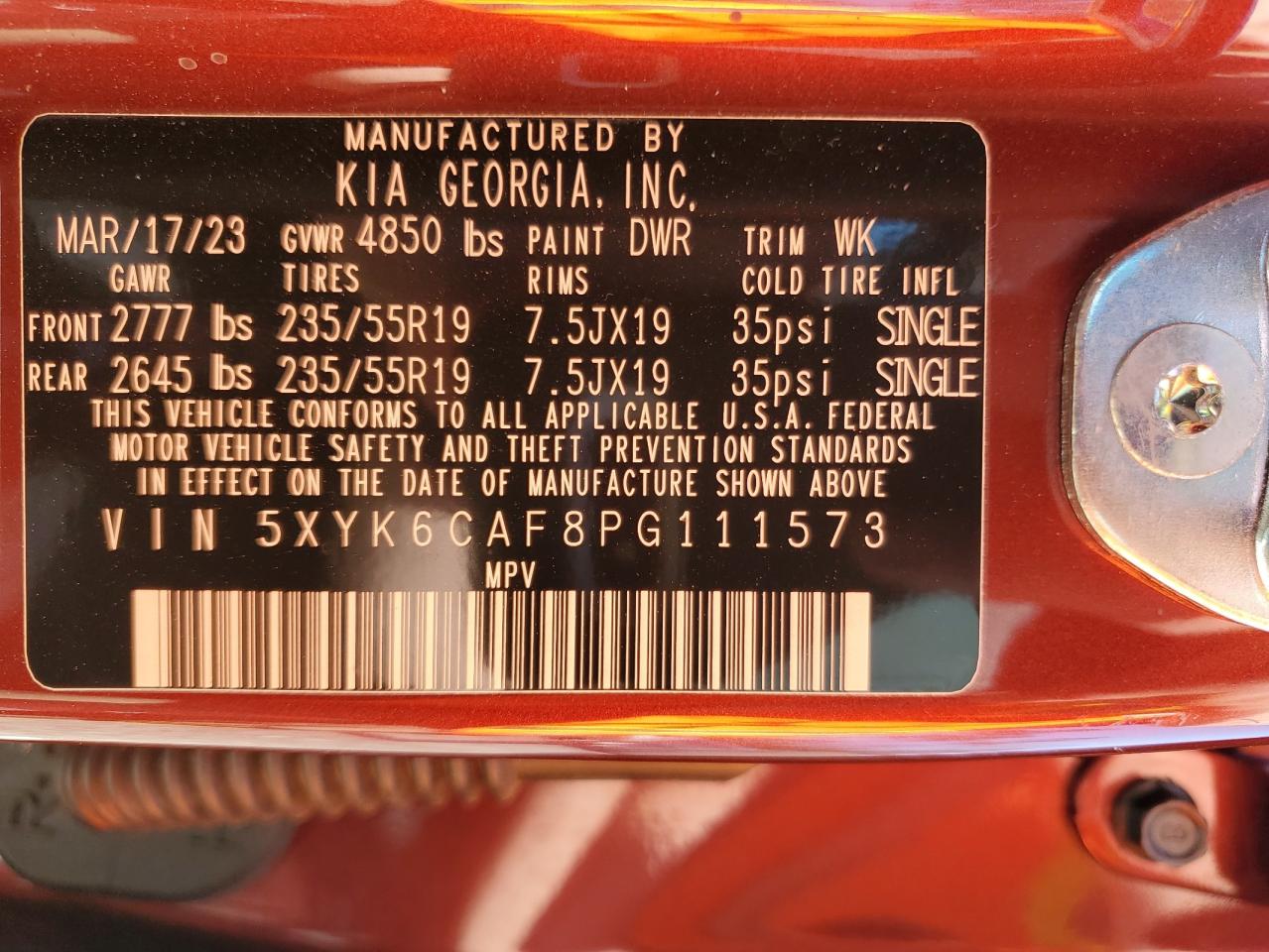 2023 KIA Sportage VIN 5XYK6CAF8PG111573 Copart auction photo, rear end / side damage thumbnail 13