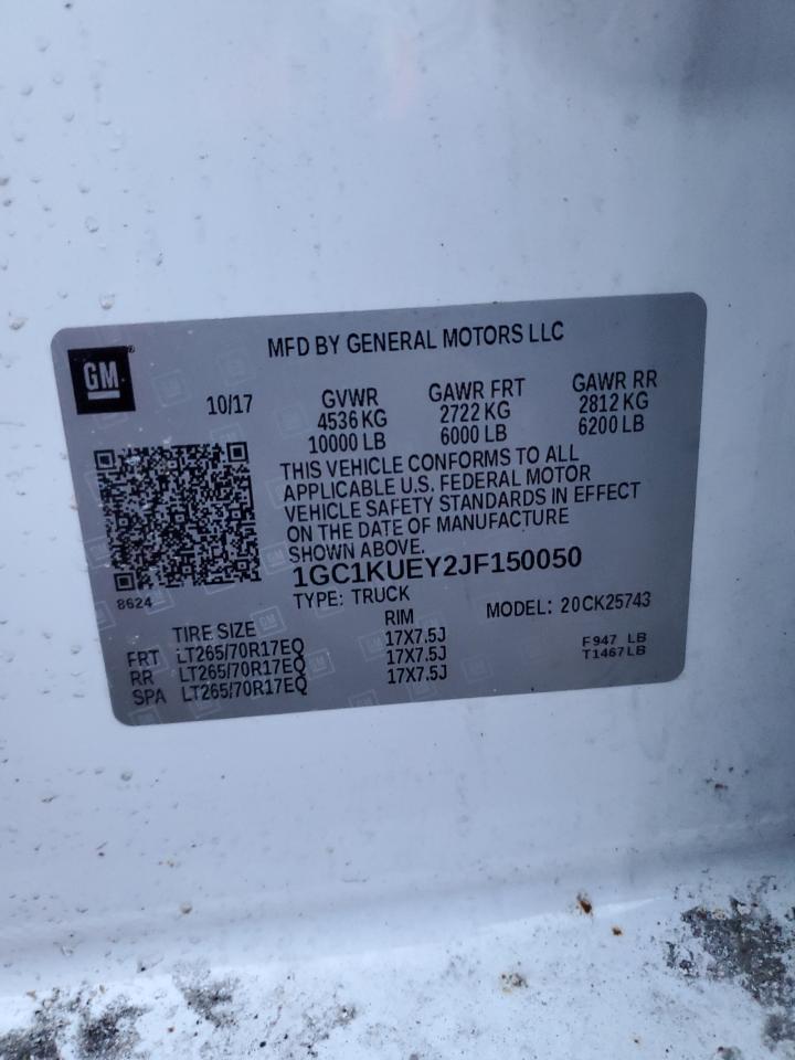 2018 Chevrolet Silverado VIN 1GC1KUEY2JF150050 Copart auction photo, all over damage thumbnail 12