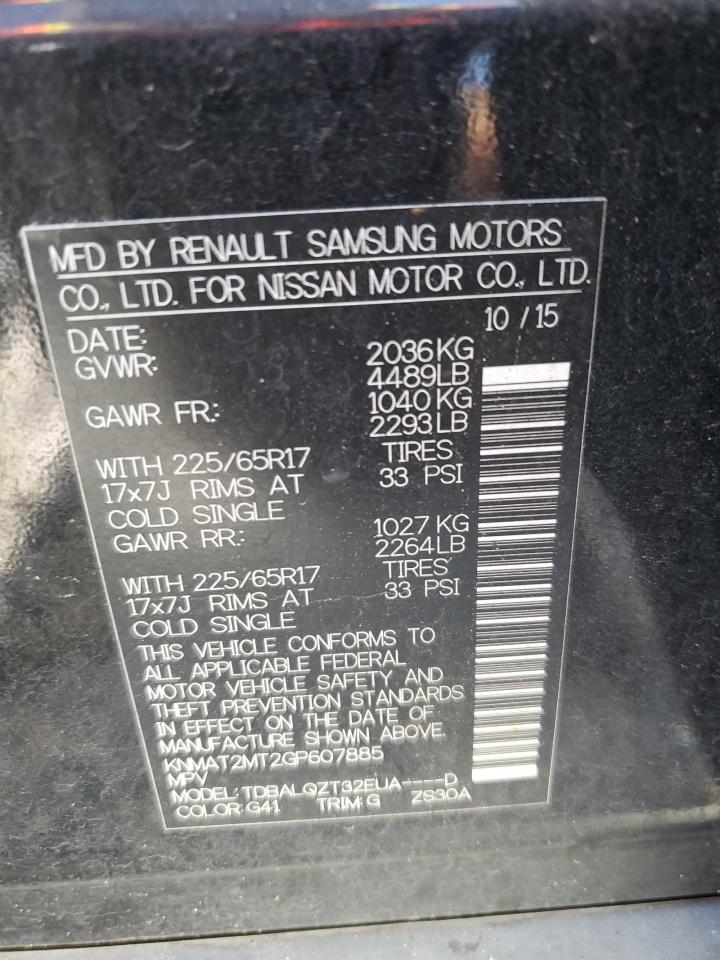 2016 Nissan Rogue VIN KNMAT2MT2GP607885 Copart auction photo, front end damage thumbnail 14