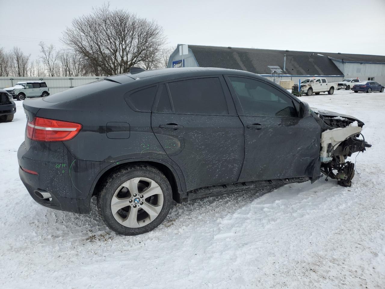 2014 BMW X6 VIN 5UXFG2C53E0H09927 Copart auction photo, front end / side damage thumbnail 3