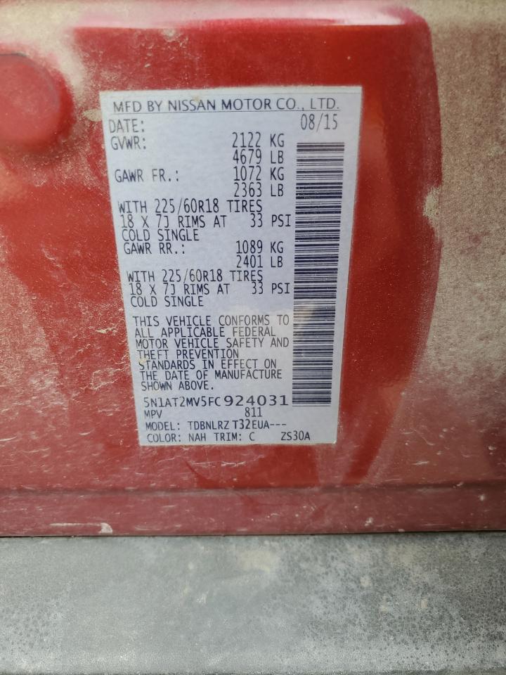 2015 Nissan Rogue VIN 5N1AT2MV5FC924031 Copart auction photo, side damage thumbnail 15