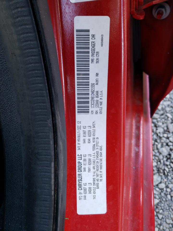 2013 Dodge Avenger VIN 1C3CDZAB1DN621556 Copart auction photo, front end / side damage thumbnail 12