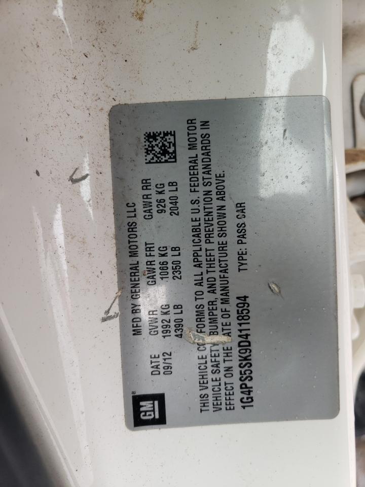 2013 Buick Verano VIN 1G4PS5SK9D4118594 Copart auction photo, front end / hail damage thumbnail 12