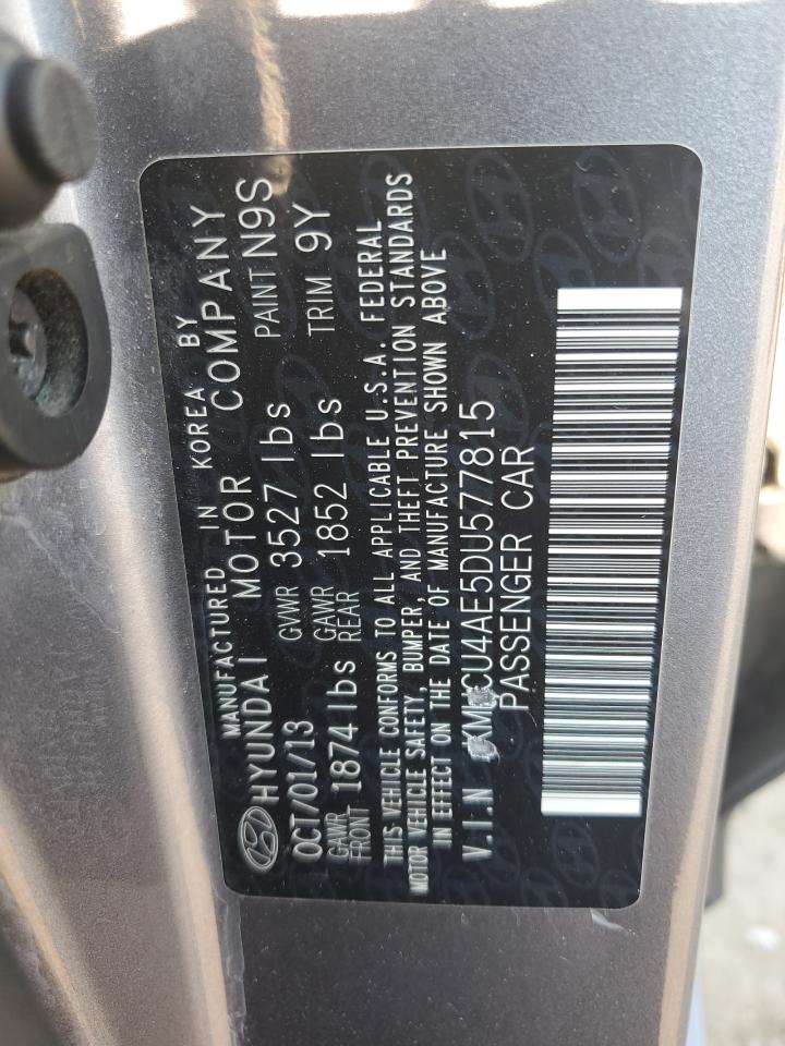 2013 Hyundai Accent VIN KMHCU4AE5DU577815 Copart auction photo, water/flood damage thumbnail 14