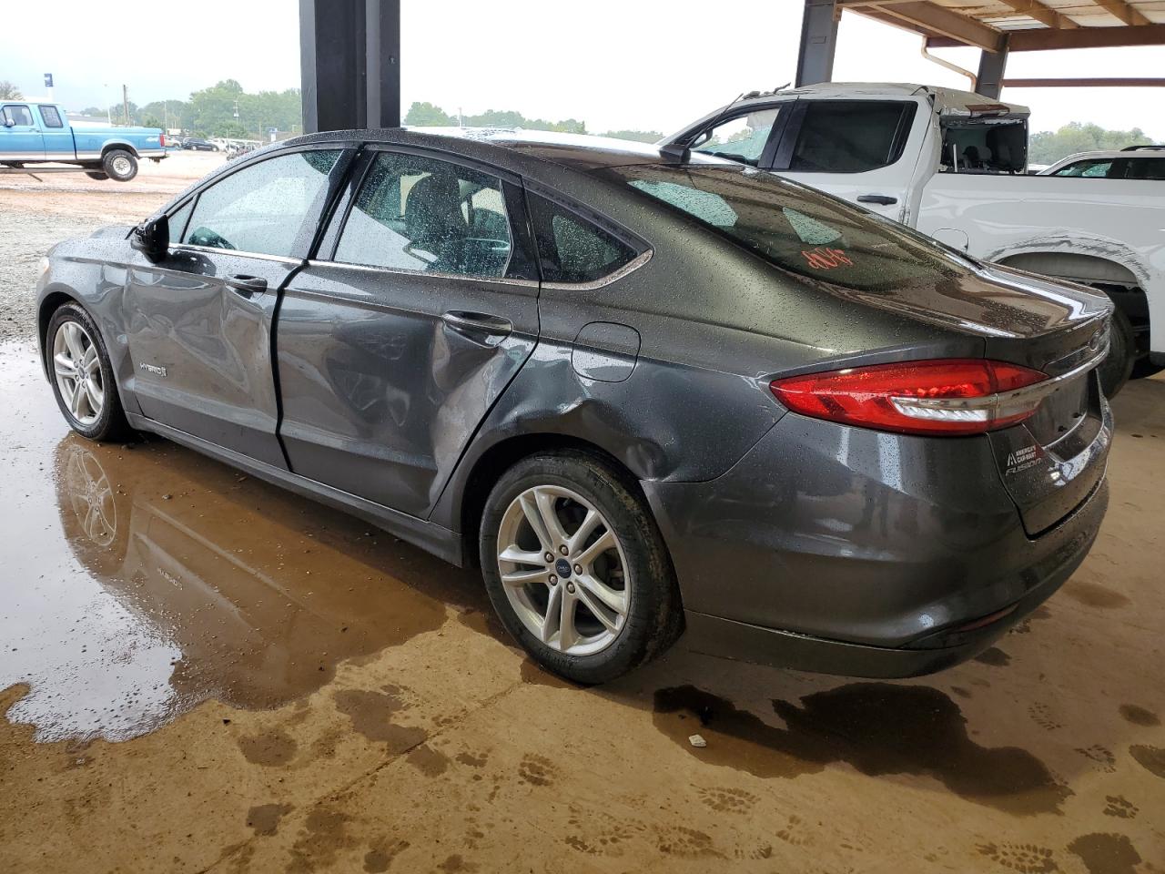 2018 Ford Fusion VIN 3FA6P0UU6JR142119 Copart auction photo, side / rear end damage thumbnail 2