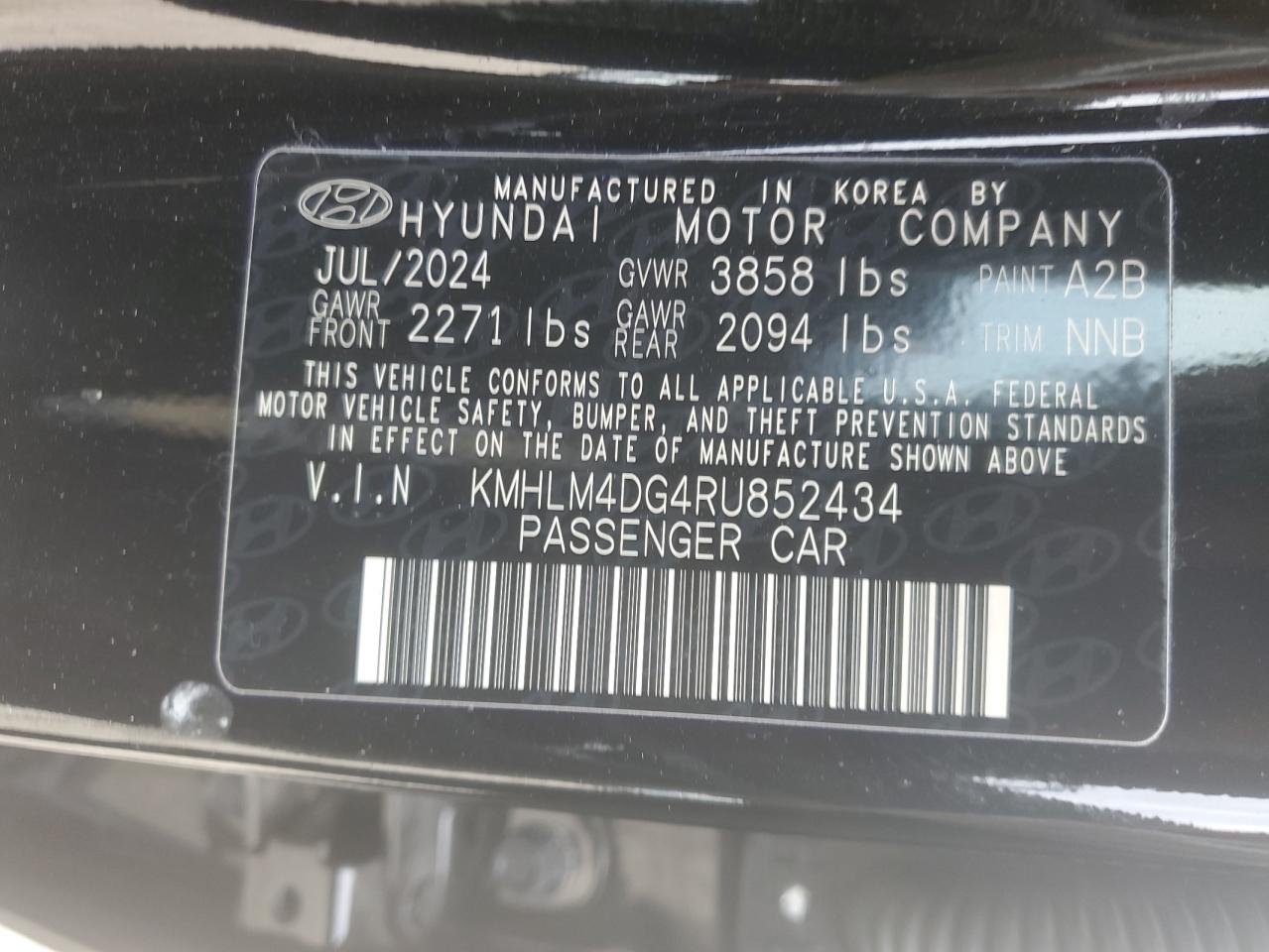 2024 Hyundai Elantra VIN KMHLM4DG4RU852434 Copart auction photo, all over damage thumbnail 14