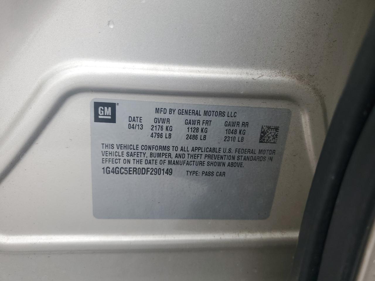 2013 Buick LaCrosse VIN 1G4GC5ER0DF290149 Copart auction photo, front end damage thumbnail 12