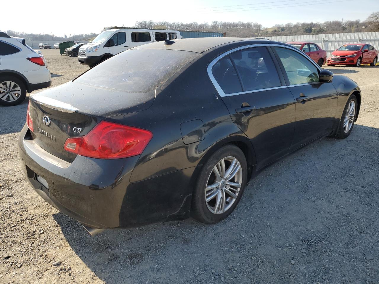 2013 Infiniti G VIN JN1CV6AP9DM716779 Copart auction photo, vandalism / front end damage thumbnail 3
