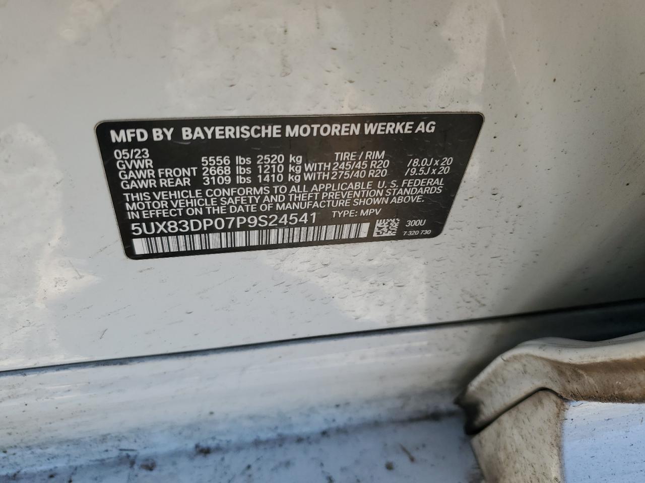 2023 BMW X3 M VIN 5UX83DP07P9S24541 Copart auction photo, all over damage thumbnail 14