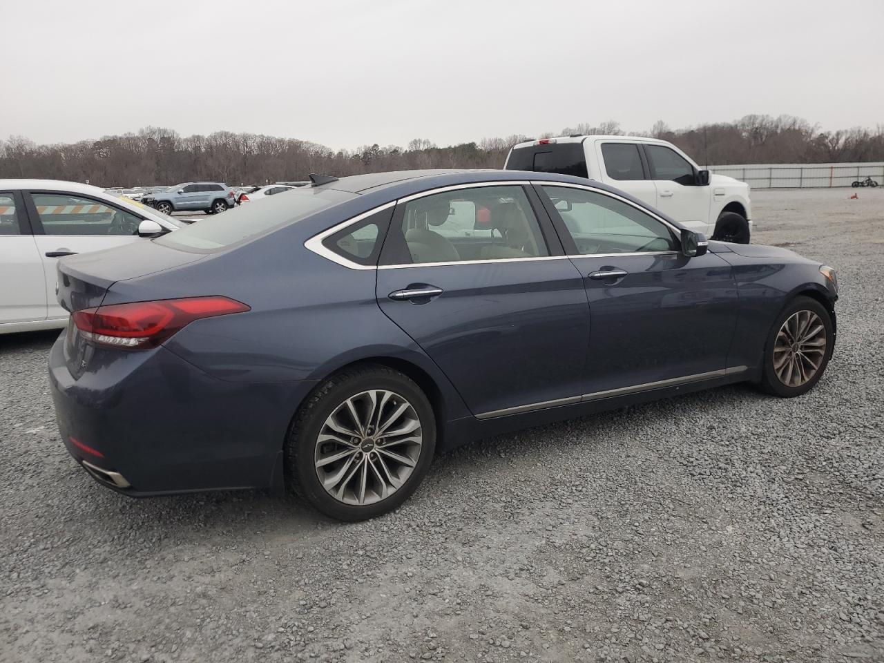 2015 Hyundai Genesis VIN KMHGN4JE4FU042573 Copart auction photo, front end / side damage thumbnail 3