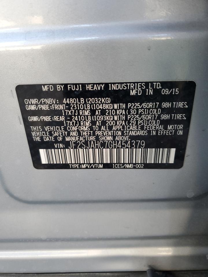 2016 Subaru Forester VIN JF2SJAHC7GH454379 Copart auction photo, rollover damage thumbnail 13