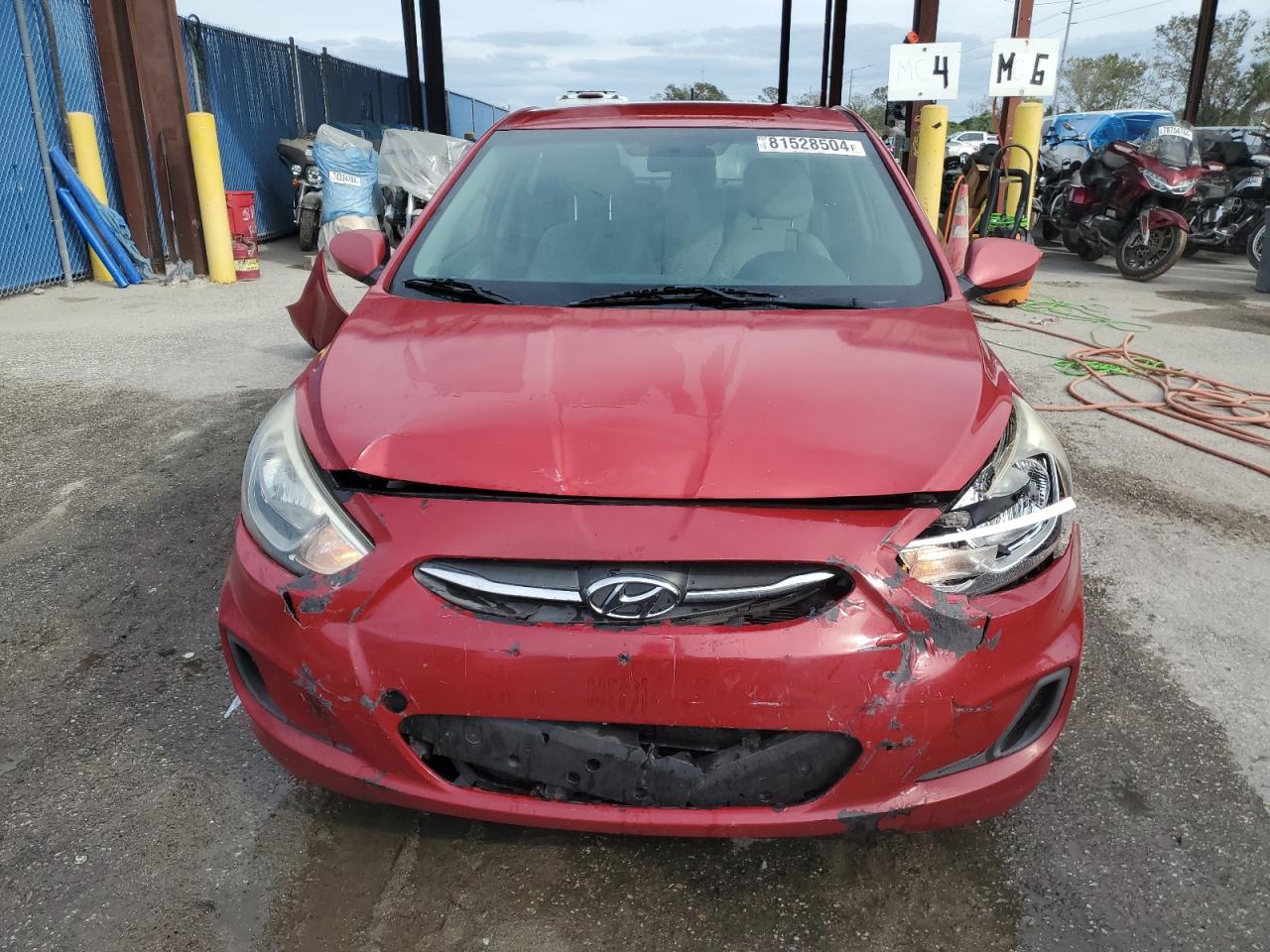 2015 Hyundai Accent VIN KMHCT4AEXFU863116 Copart auction photo, rear end / front end damage thumbnail 5