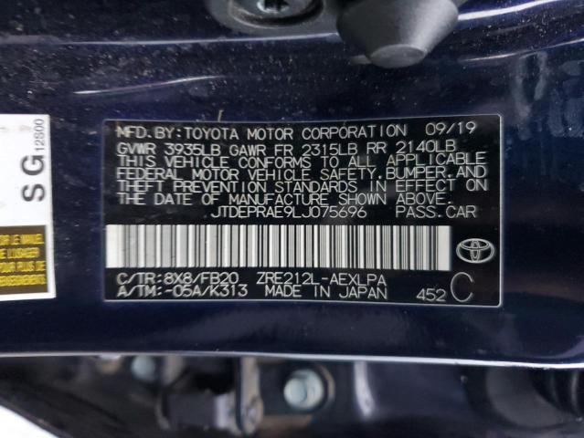 2020 Toyota Corolla VIN JTDEPRAE9LJ075696 Copart auction photo, front end damage thumbnail 12