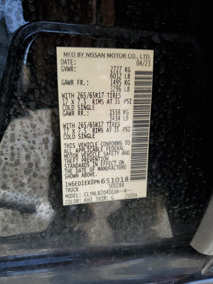 2023 Nissan Navara (Frontier) VIN 1N6ED1EK0PN651018 Copart auction photo, front end damage thumbnail 13