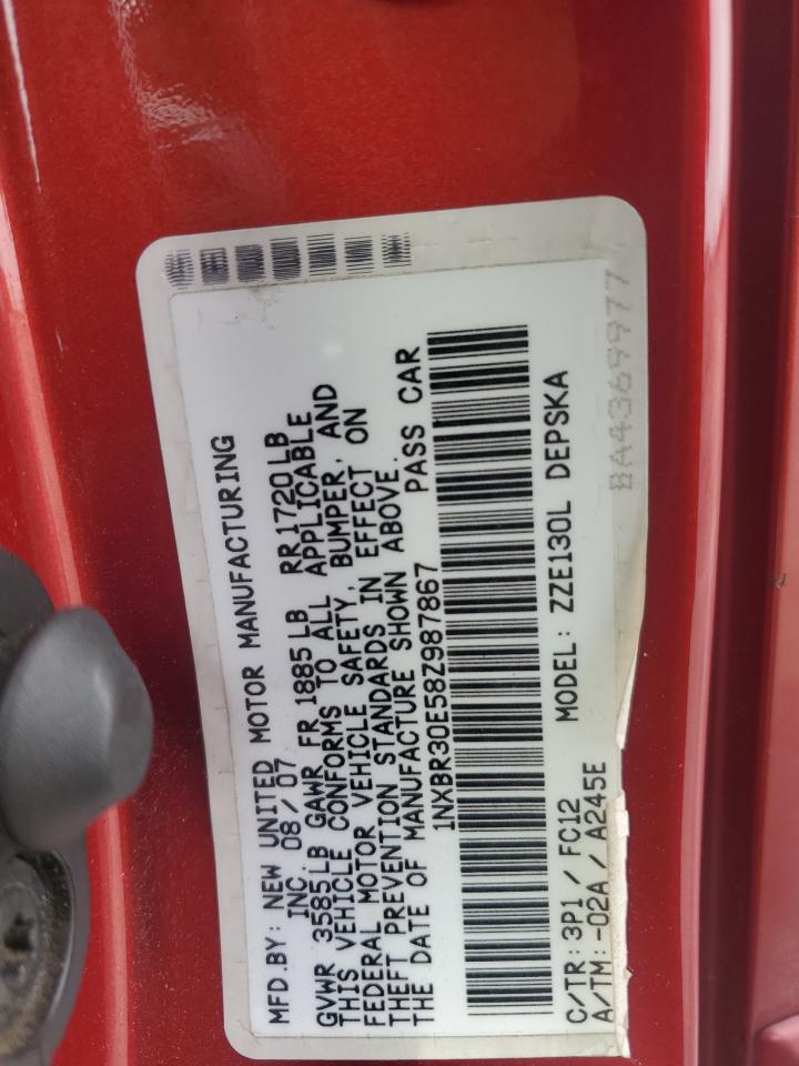 2008 Toyota Corolla VIN 1NXBR30E58Z987867 Copart auction photo, side damage thumbnail 12