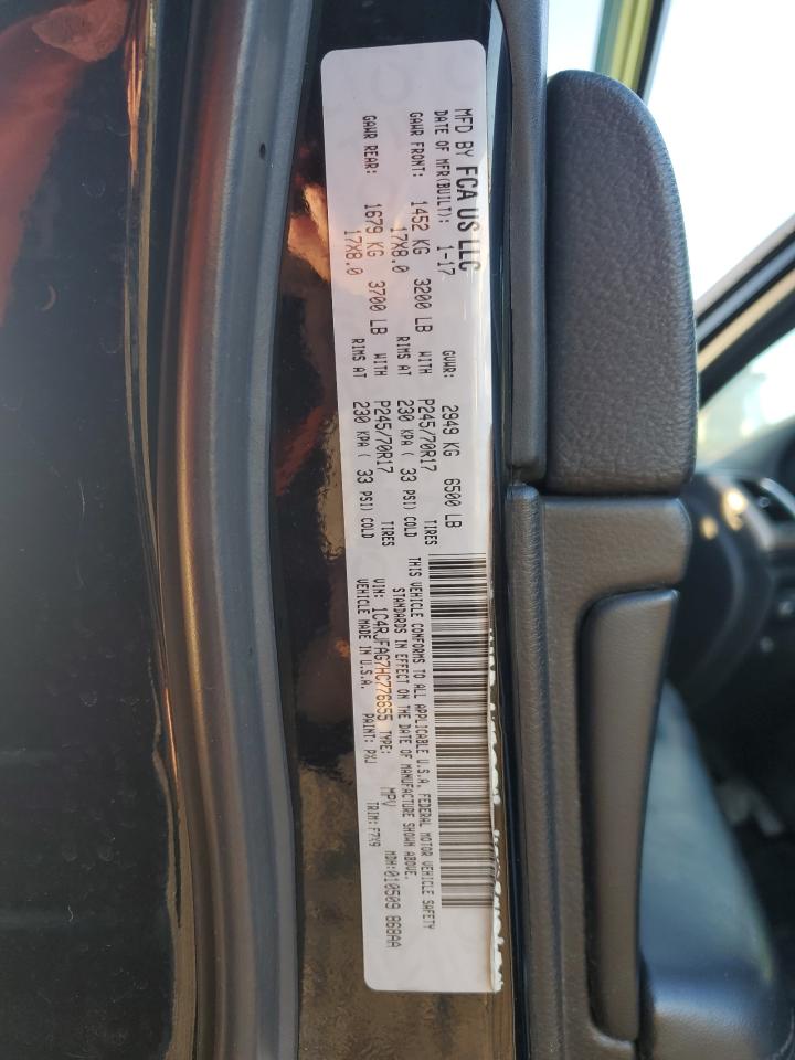 2017 Jeep Grand Cherokee VIN 1C4RJFAG7HC776655 Copart auction photo, rear end damage thumbnail 13
