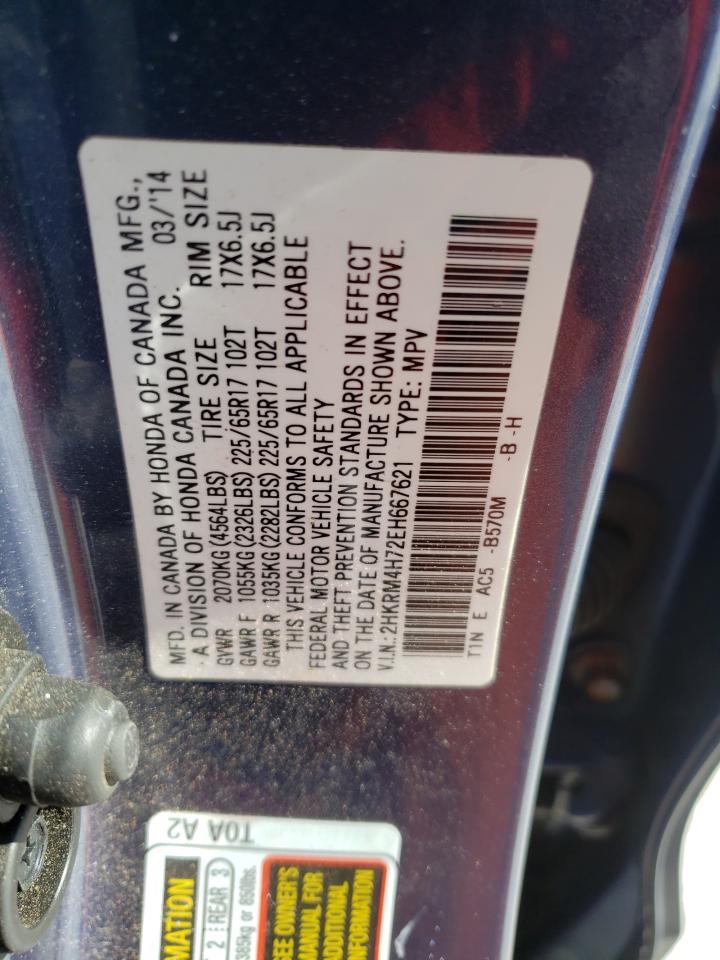 2014 Honda CR-V VIN 2HKRM4H72EH667621 Copart auction photo, front end / minor dent/scratches damage thumbnail 15