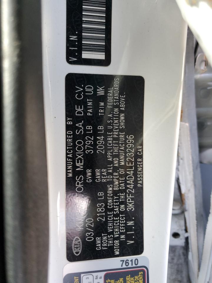 2020 KIA Forte VIN 3KPF24AD4LE232996 Copart auction photo, all over damage thumbnail 13