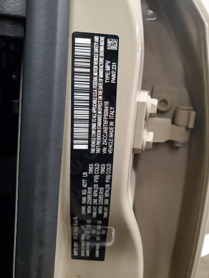 2015 Jeep Renegade VIN ZACCJABT6FPB99419 Copart auction photo, front end / rear end damage thumbnail 13